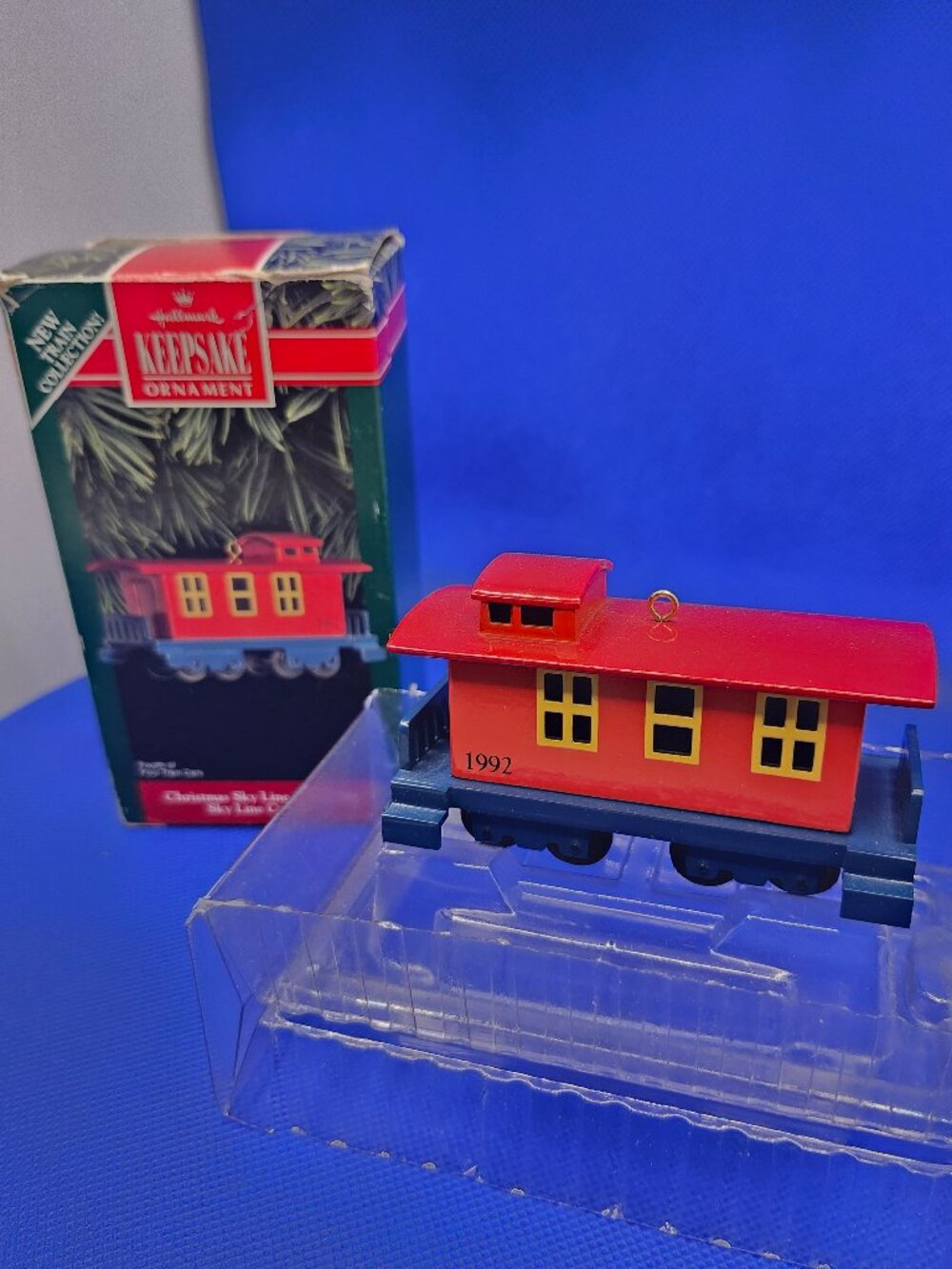 Vintage Hallmark Christmas Santa Ornaments features two Train Cars 1992 #3/#4